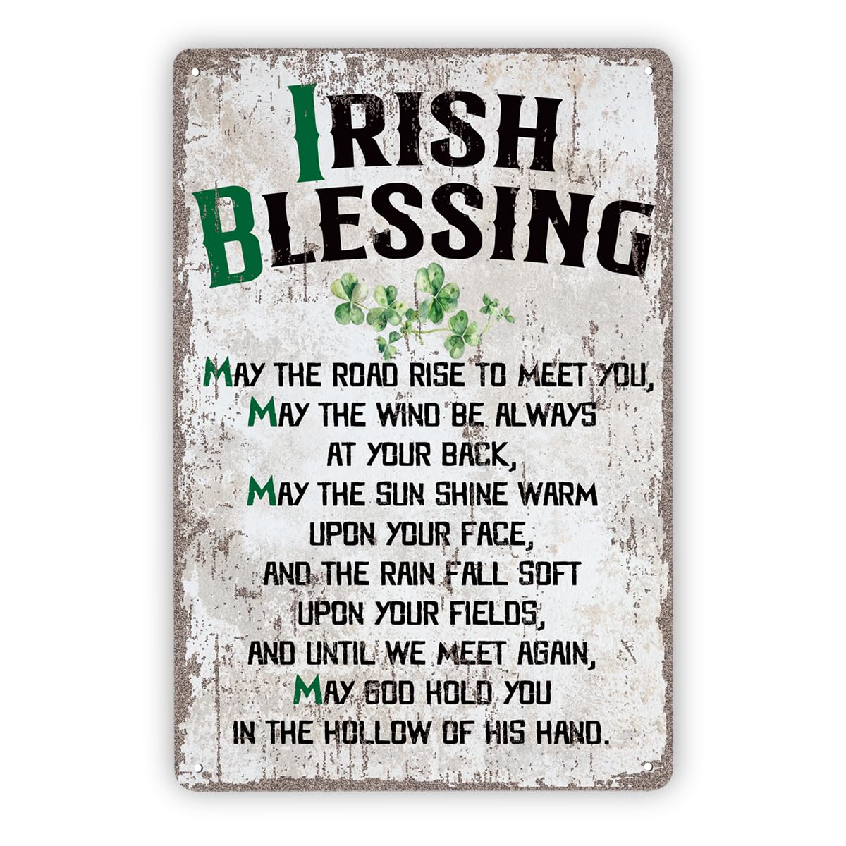 Irish Blessing Metal Tin Sign, Vintage St. Patrick’S Day Plaque, Shamrock Wall Art For Home, Pub, Kitchen – Rustic Irish Decor For St. Paddy’S Day Metal Tin Sign 8X12 Inch