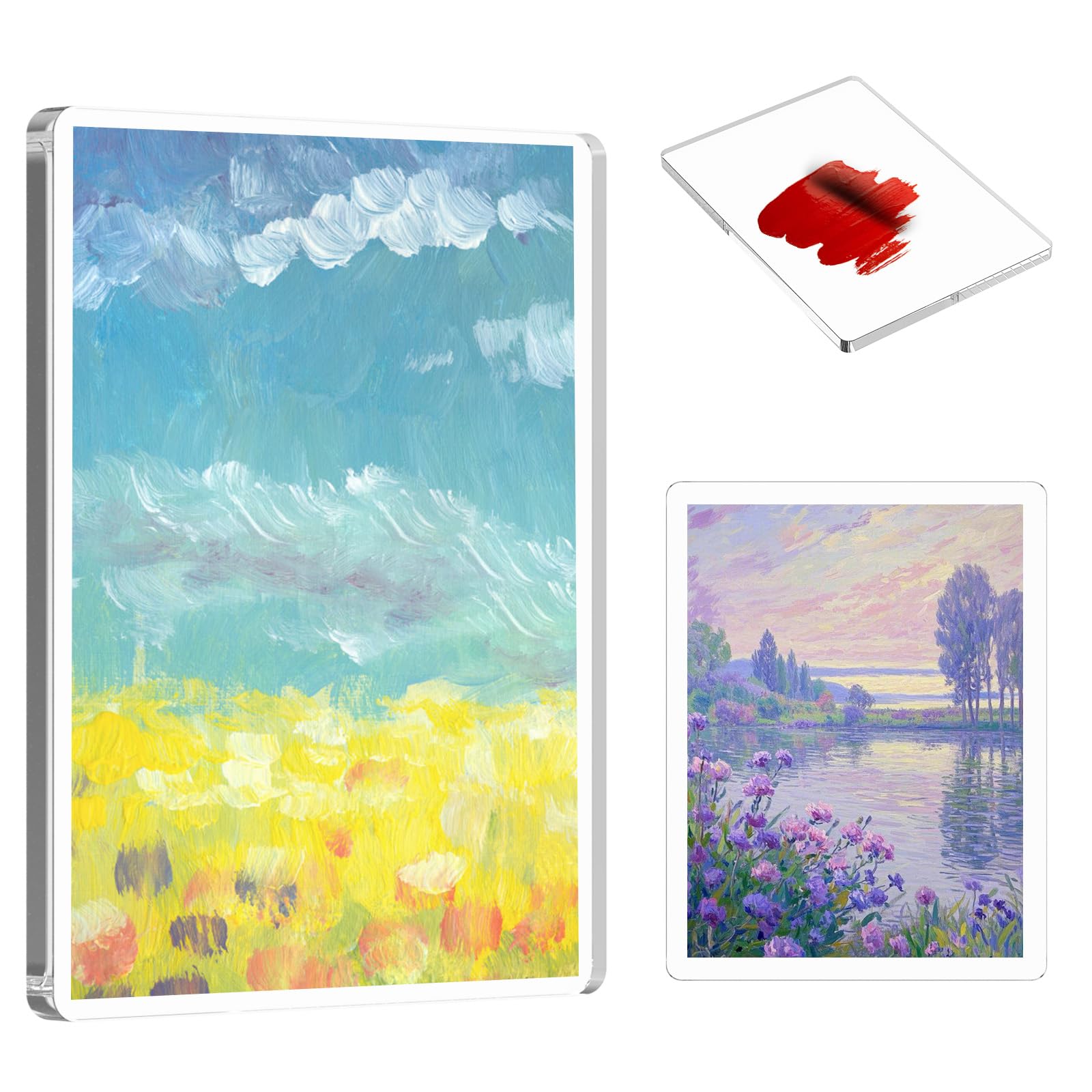 NZWBSHSSP 2 Pack Monoprinting Gel Plate 20x25cm + 12.7x17.8cm– Reusable Printmaking Plate for Arts & Crafts, Card Making, Scrapbooking & Journaling