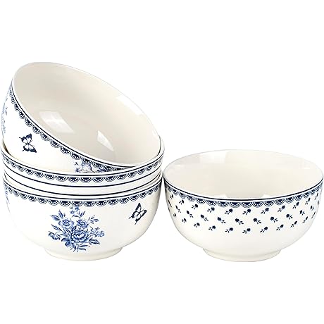 STPGoods Blue and White Cereal Bowls Set