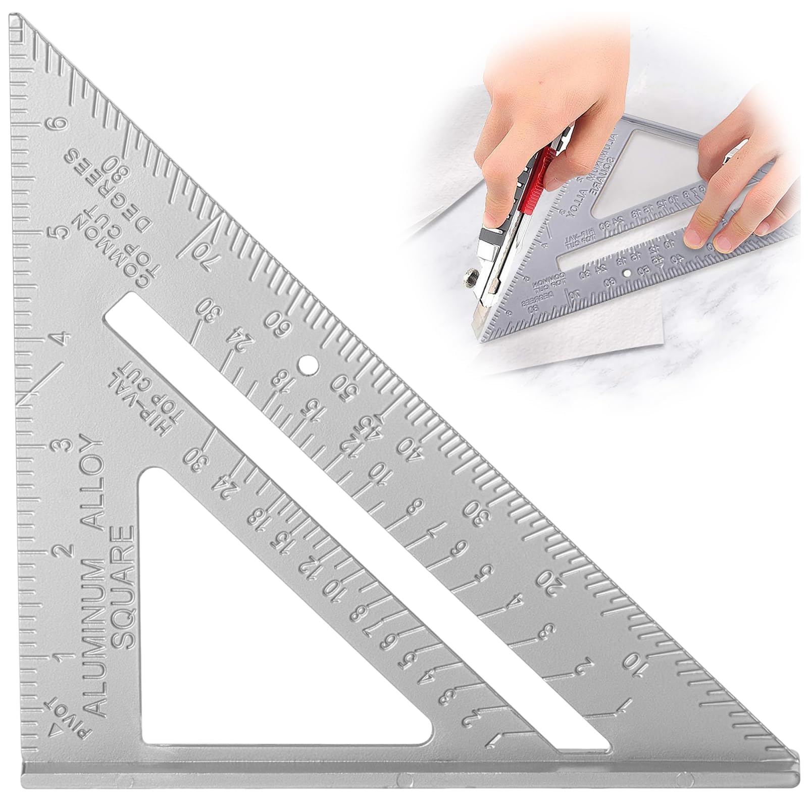 Speed Square, Carpenters Square and Roofing Square for Precision Measurements, Essential Tool for Woodworking Projects and Roof Layout Marking, Durable Construction for Professional Use