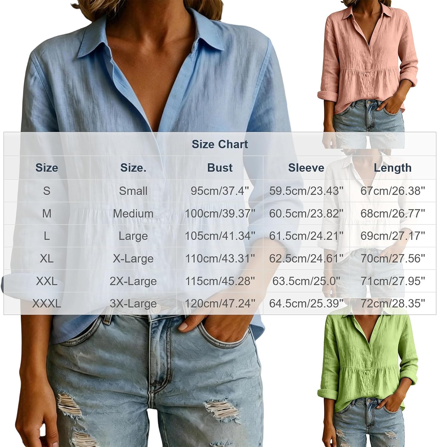 Women's Long Sleeve Tops Collared V Neck Spring Business Casual Shirts Summer Solid Basic Tee Fashion Loose Clothes