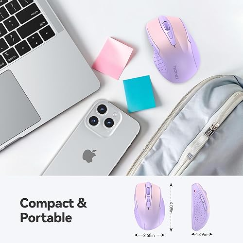 Miniatura 10 de Mouse óptico ergonómico TeckNet Pro 24 G con nanorecibidor USB para portátil ordenador Chromebook Macbook 6 botones batería de 24 meses 5 niveles de