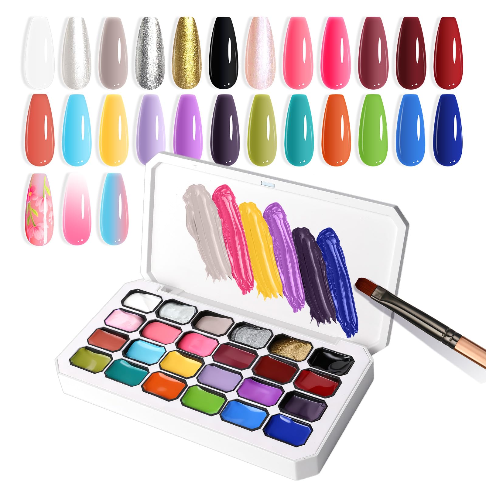 Gradient Painting Gel, 24 Colors Ombre Gel Nail Polish for Ombre Nails Aura Nails, French Manicure DIY Nail Art,Palette A