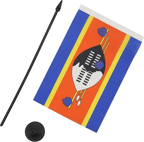 Miniatura 116 de Bandera de mesa Sierra Leona de 5 x 8 pulgadas, bandera de escritorio de Sierra Leona, 8.3 x 5.5 in, barra y base de plástico negro AZ FLAG