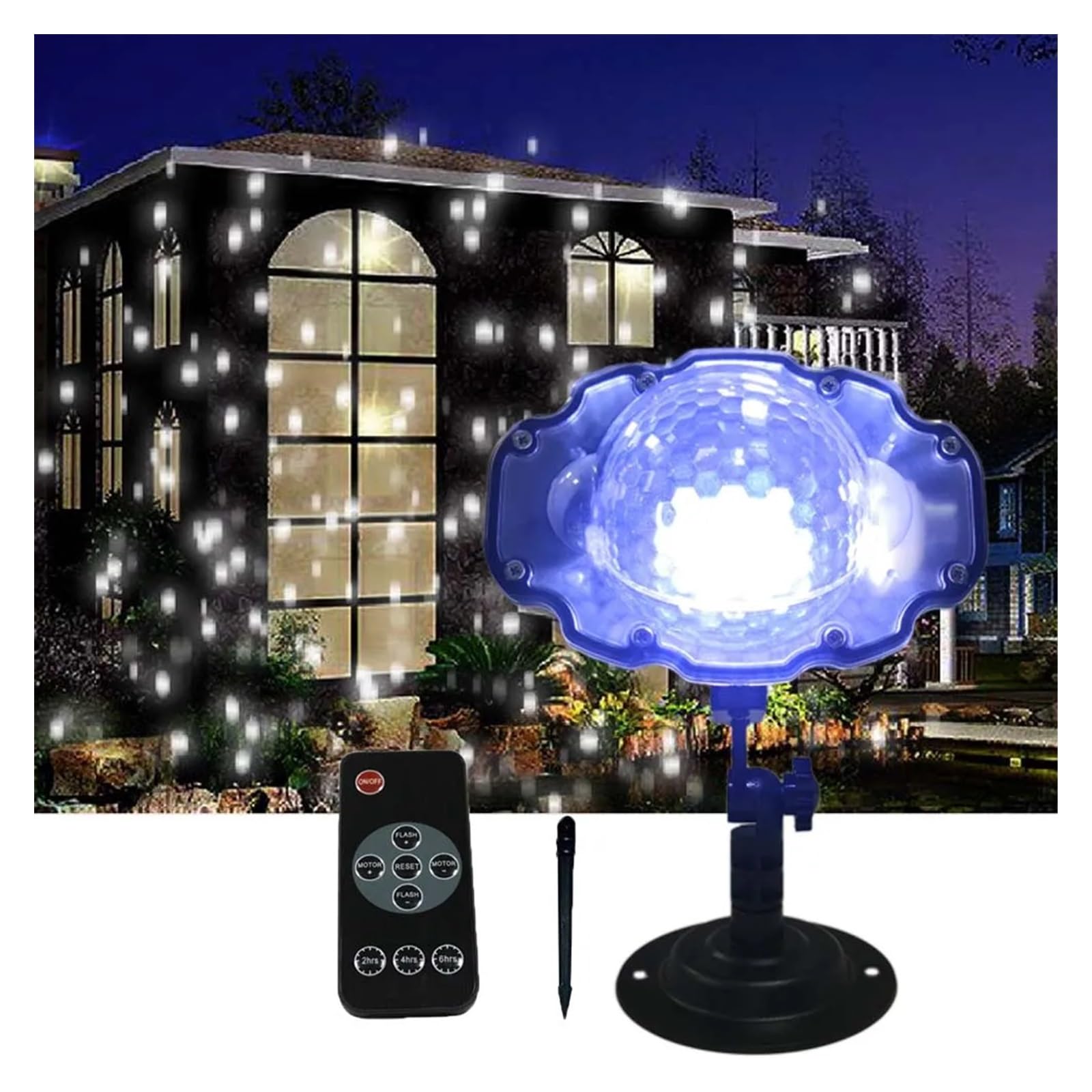 Projektor Weihnachten, LED Weihnachten Schnee Projektion Licht Outdoor Indoor Bühne Lichter Familie Party Festliche Atmosphäre Licht Neujahr Festliche Licht(White Light)