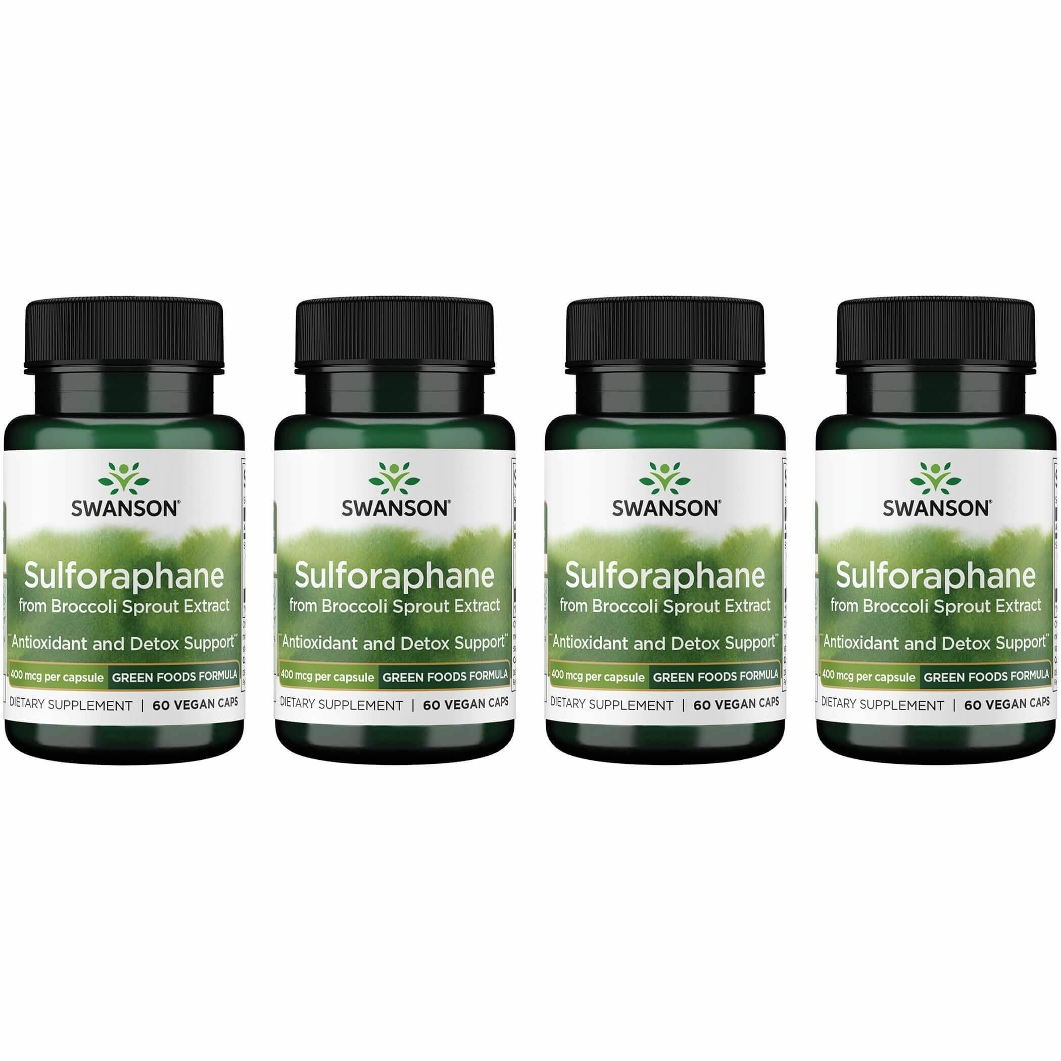 Swanson 0.4% Sulforaphane Supplement for Liver Support, Broccoli Sprouts 60 Count (Pack of 4)