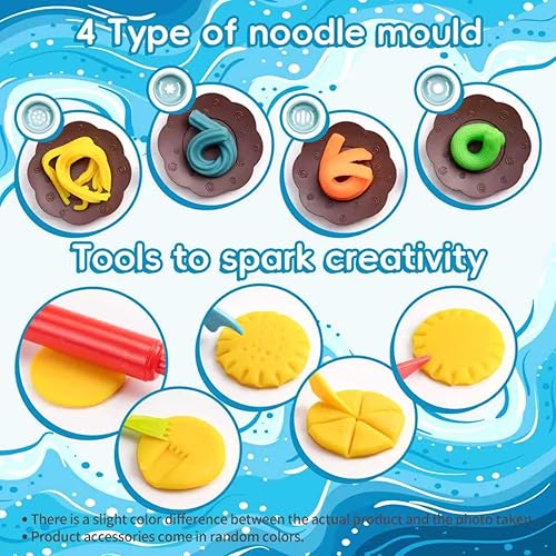 Miniatura 5 de Dough Play Kitchen Creations Toys, máquina para fabricar fideos con delfines, herramientas de modelado de alimentos, kit de arcilla de juego para