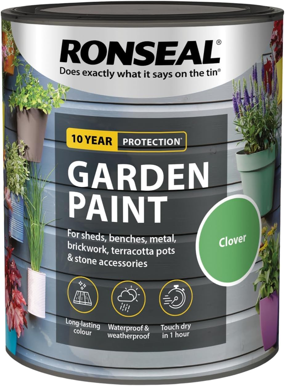 SuperGift.com Garden paint adds colour, waterproofs, and improves water repellence (Clover, 0.75 Liters)