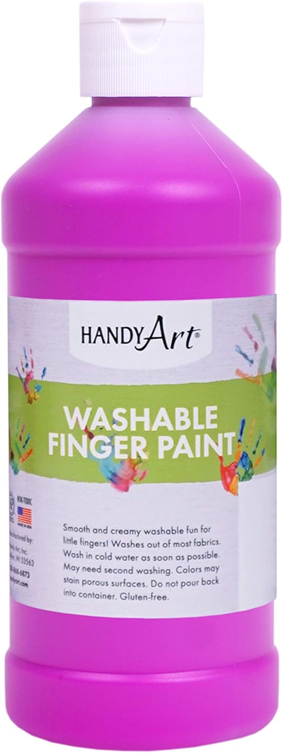 Handy Art Washable Finger Paint 16 ounce, Fluorescent Red : Toys & Games