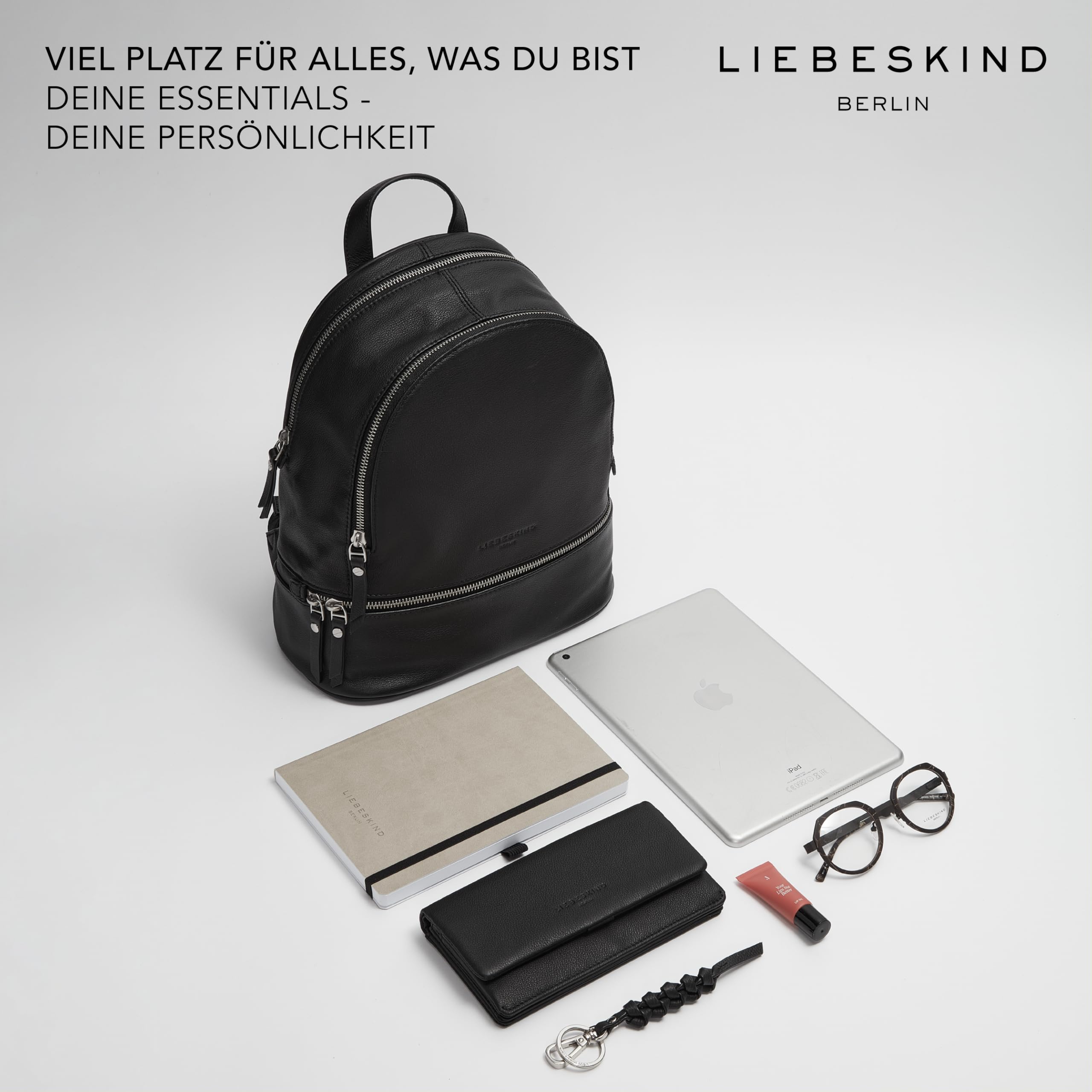 Liebeskind Berlin Rucksack „Alita“ I Hochwertiger Backpack aus weichem Rindsleder mit Reißverschlussfächern und verstellbarem Schulterriemen I Damen-Rucksack