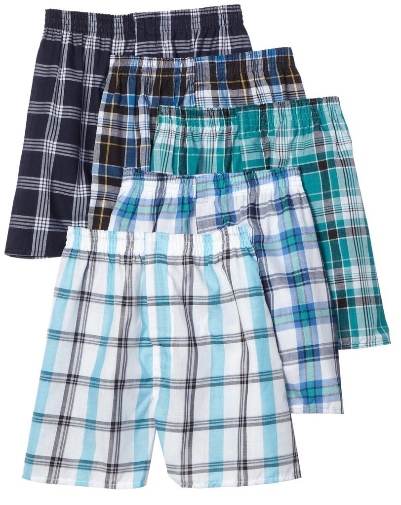 Fruit of the Loom Boys Woven Boxer Exposed and Covered Waistband Pack of 5