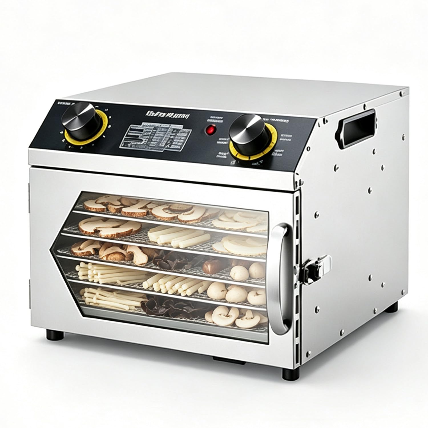 Deshidratador de Acero Inoxidable, función de Temporizador de 0 a 12 Horas, bandejas Grandes para cecina, Secado con Aire Caliente para Carne y Frutas caseras. 6Layers-110v