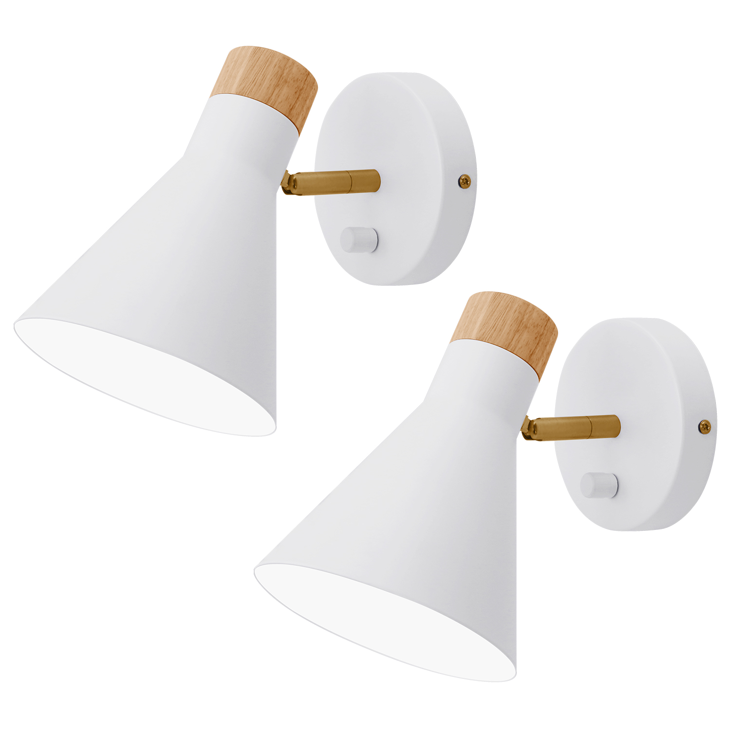 Image of Wall Sconce Set of 2, Wall Sconce with Metal Shade, Plug Switch, Indoor Decor Wall Mount Swing Arm Lamp for Bedroom,Hallway,Living Room,Reading, Vintage Brass