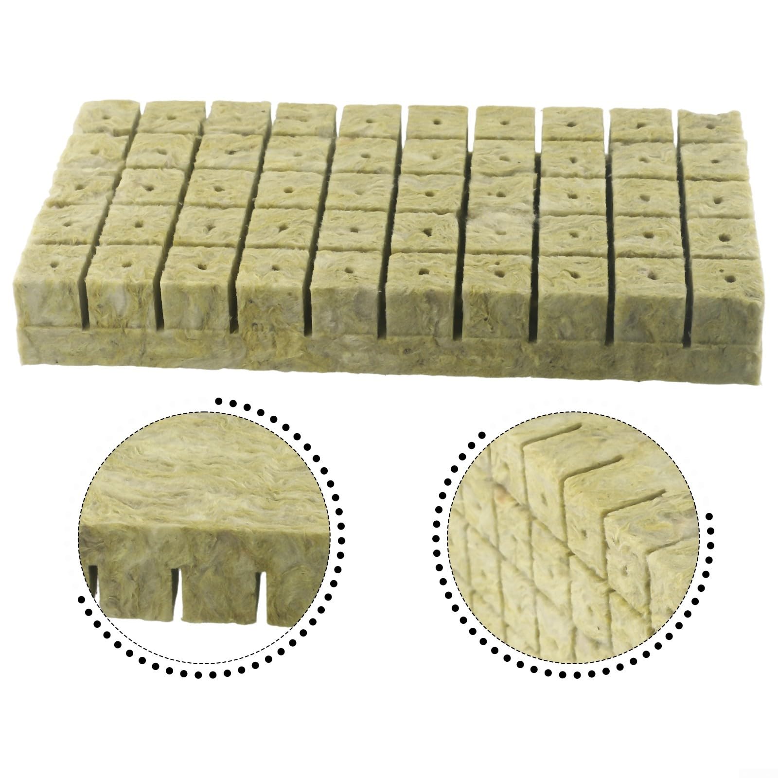 Cubos de lana de roca, cubo de cultivo sin suelo medio para cultivo, para esquejes, clonación, propagación, crecimiento vigoroso (100 piezas)