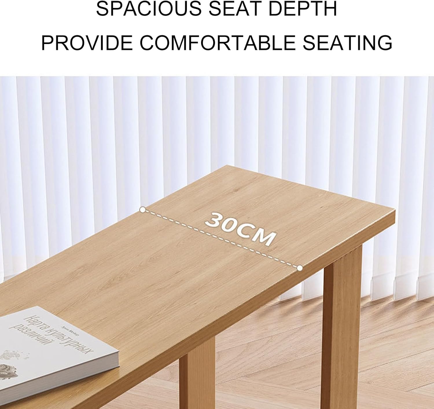 Wooden Farmhouse Dining Bench, Kitchen Wooden Entryway Bench Chair, Space-Saving Wood Bench for End of Bed, for Home Kitchen Dining Living Room Entryway Restaurant(Wood Color,160cm/63in)
