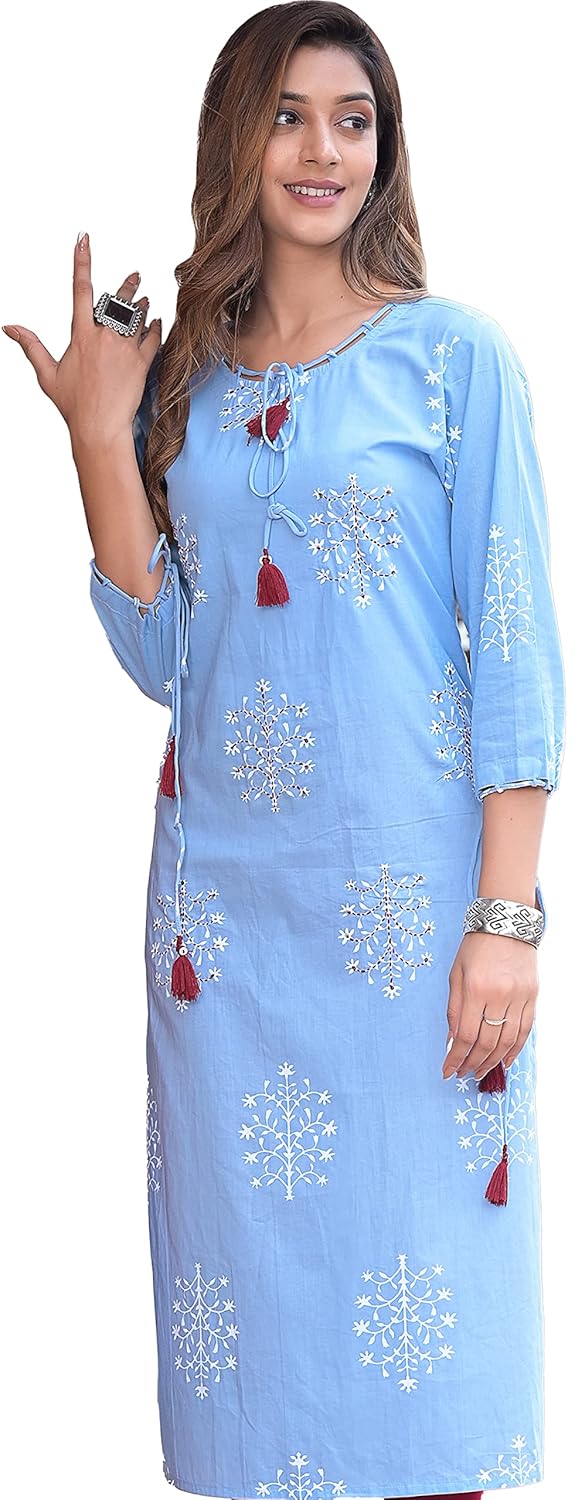 Yash Gallery Women’s Cotton Straight Fit Straight Kurta