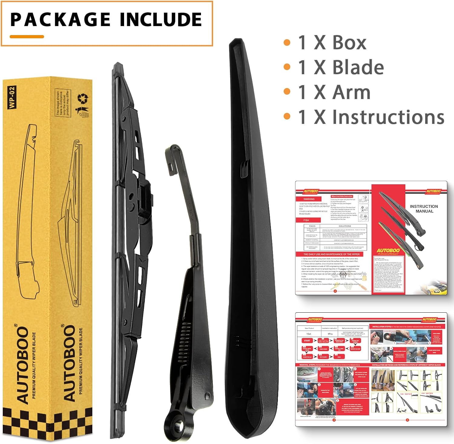 AUTOBOO Rear Wiper Arm Blade Replacement for Chevrolet Chevy Equinox GMC Terrain 2018 2019 2020 2021 Back Windshield Wiper Blade Arm Set -Original Equipment Replacement
