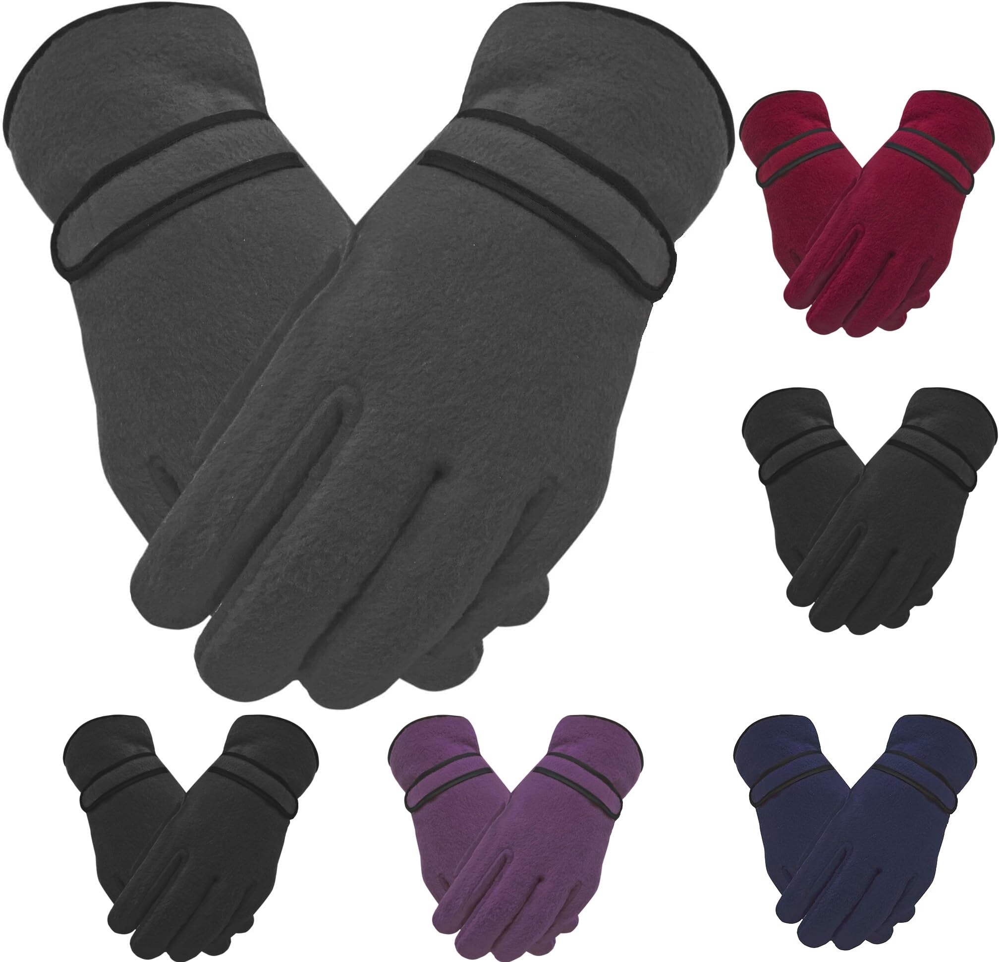 OnlyBee Ladies Insulated Polar Fleece Winter Gloves (Grey)