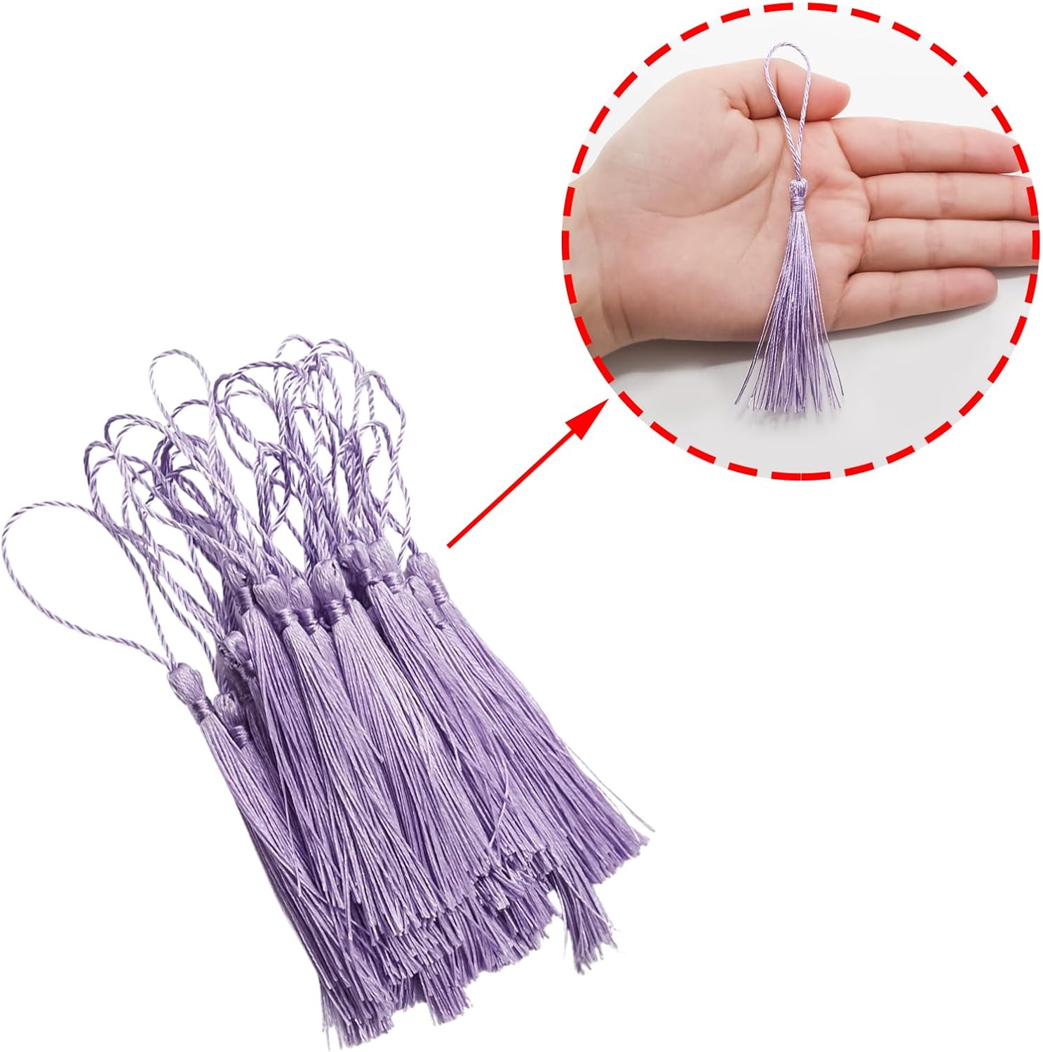150 Pcs Handmade Mini Tassels, 13cm/5 Inch Bookmark Tassels for DIY Crafts (Light Purple)