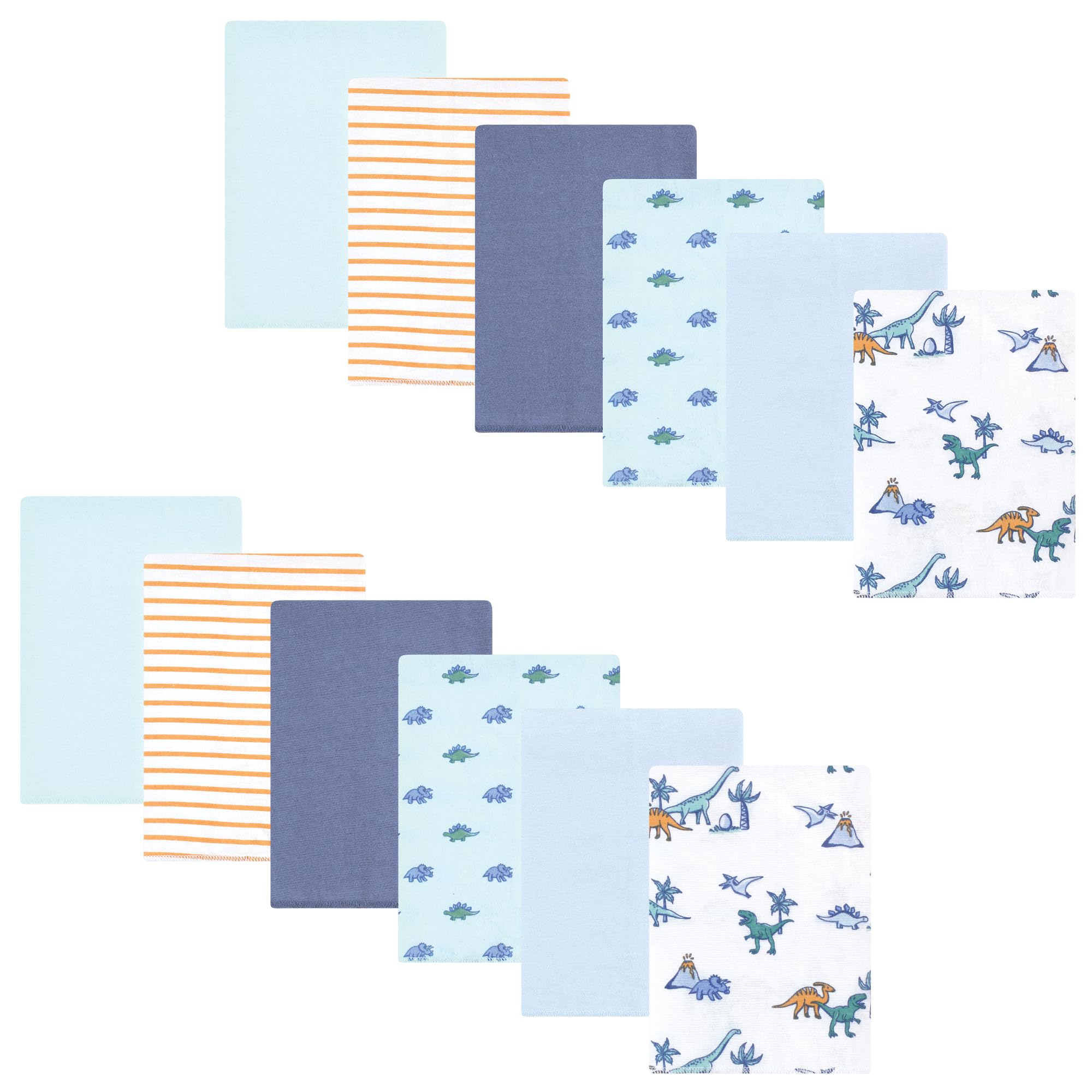 Hudson Baby Unisex Baby Cotton Poly Flannel Burp Cloths Bundle, Pastel Dino, One Size