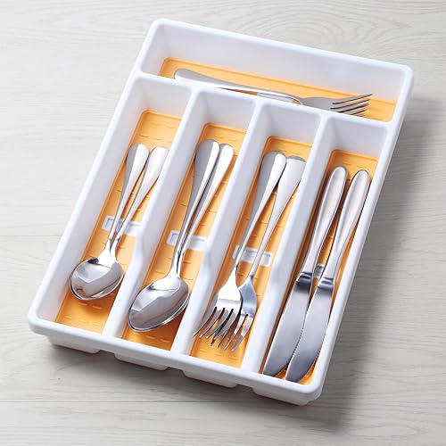 Miniatura 3 de Organizador de cubiertos con iconos de cubiertos, bandeja de cubiertos para cajón de cocina, cubiertos de plástico, organizador de cajones de