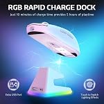 MANBASNAKE X6 49g Souris de jeu sans fil Superlight avec magnétique RGB Station de recharge, BT/2.4GHz Souris sans fil/fil, souris ultra-légère PixArt PAW3395 Capteur, 26000DPI, 200Hrs Batterie pour Win/Mac (Blanc)