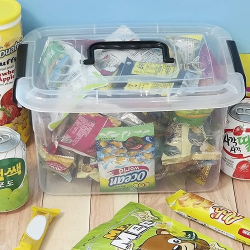 Miniatura 3 de Contenedor de almacenamiento transparente de 5 cuartos de galón, contenedor de caja con pestillo con mango negro, 6 paquetes