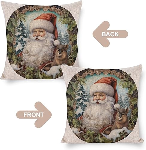 Miniatura 9 de Fundas de cojín grandes para sofá con texto en inglés "I Believe in Santa Paws", fundas de cojín de 20 x 20 pulgadas, decoración rústica de Navidad