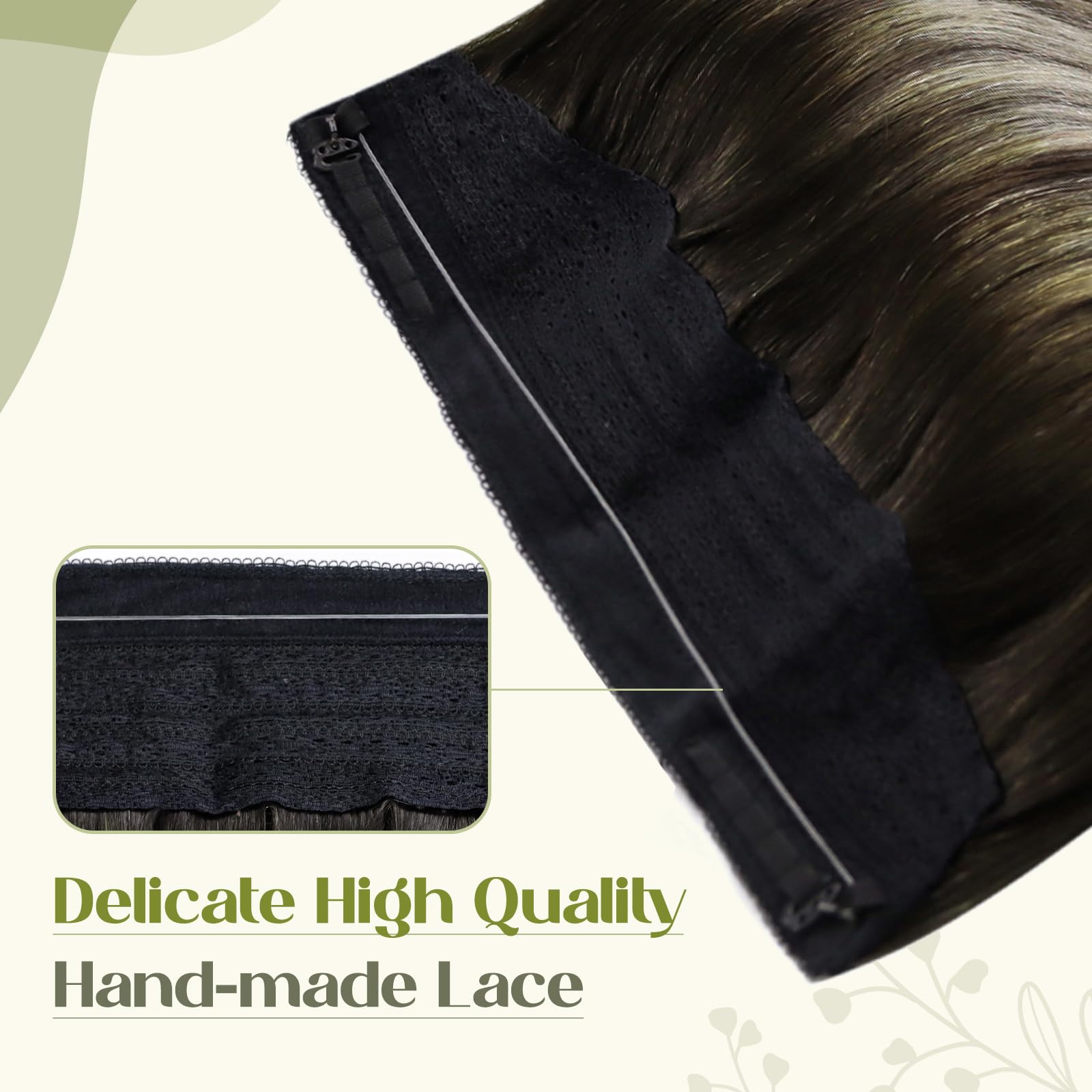 Fshine Extension Filo Capelli Veri 45CM 80g Capelli Extension Balayage Colore 1B Nero e Argento con 1B Neri Capelli Veri Brasiliani Lisci Extension Invisible Filo Capelli Extension Wire Human Hair