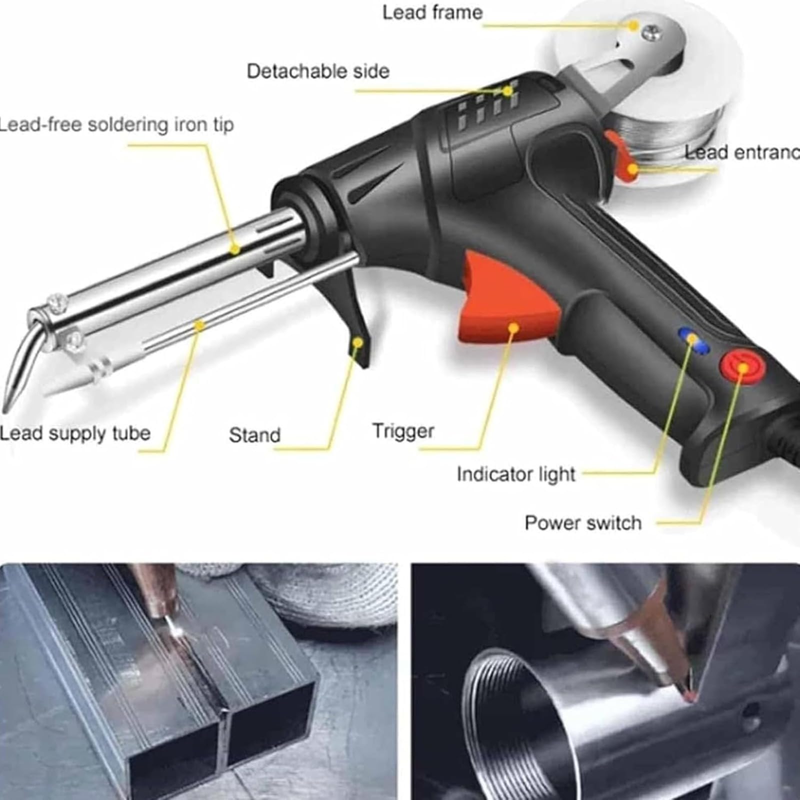 2025 Nueva pistola de soldadura automática Soldadora portátil con una sola mano robusta para herramientas de soldadura industrial con calor interno, soldador de calentamiento rápido industrial