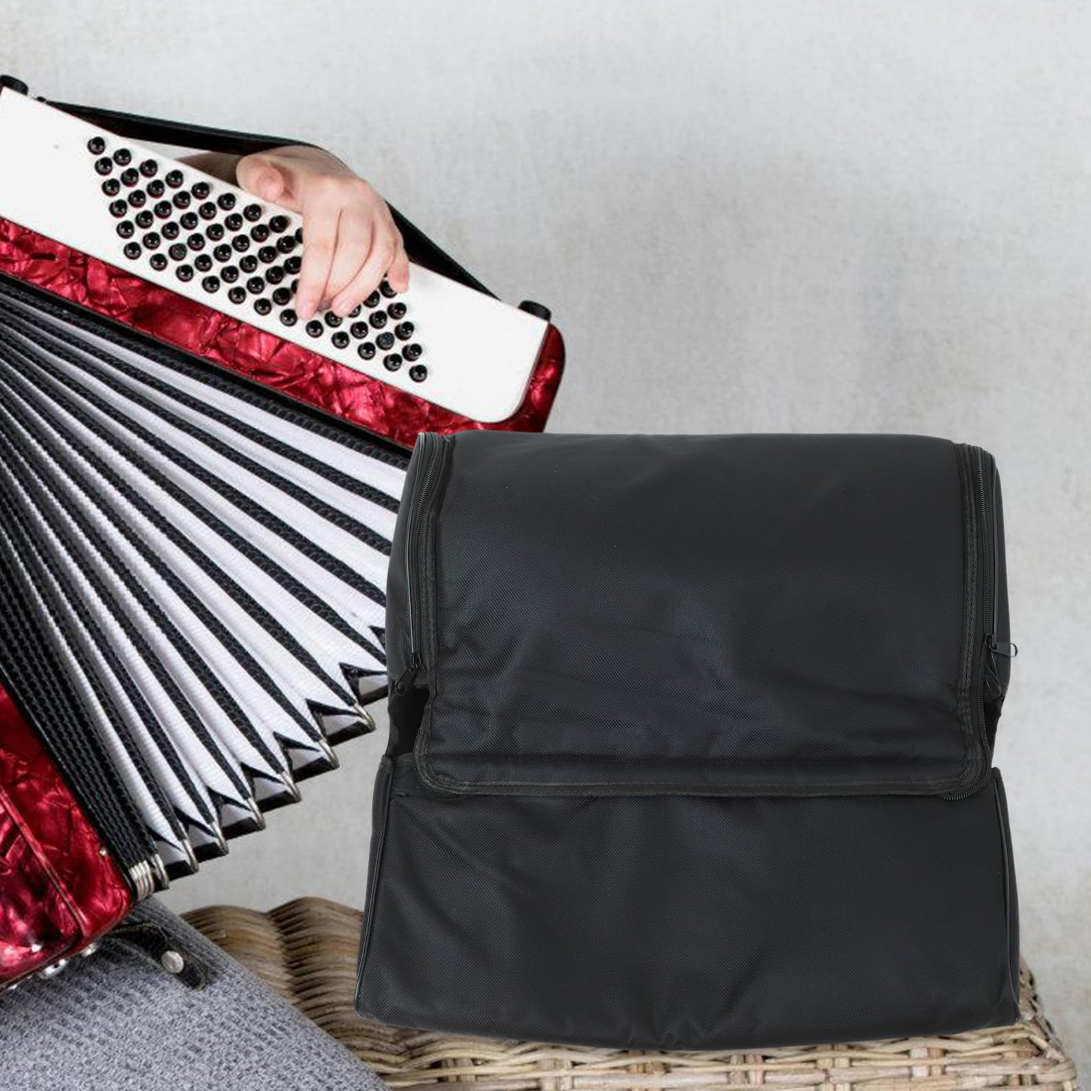 Borsa per Fisarmonica Oxford Nero, Tracolla Regolabile