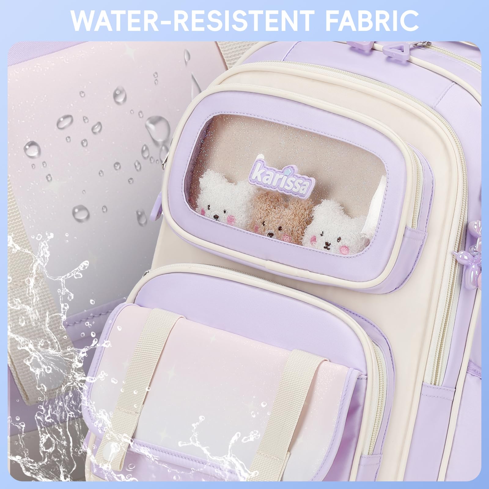 Tanou Schultasche Mädchen Rucksack Kinder Ergonomic, 20 Liter, Lila | Schulrucksack Kinderrucksack der 1. bis 5. Klasse, Lässiger Ranzen Teenager für die Schule Reisen