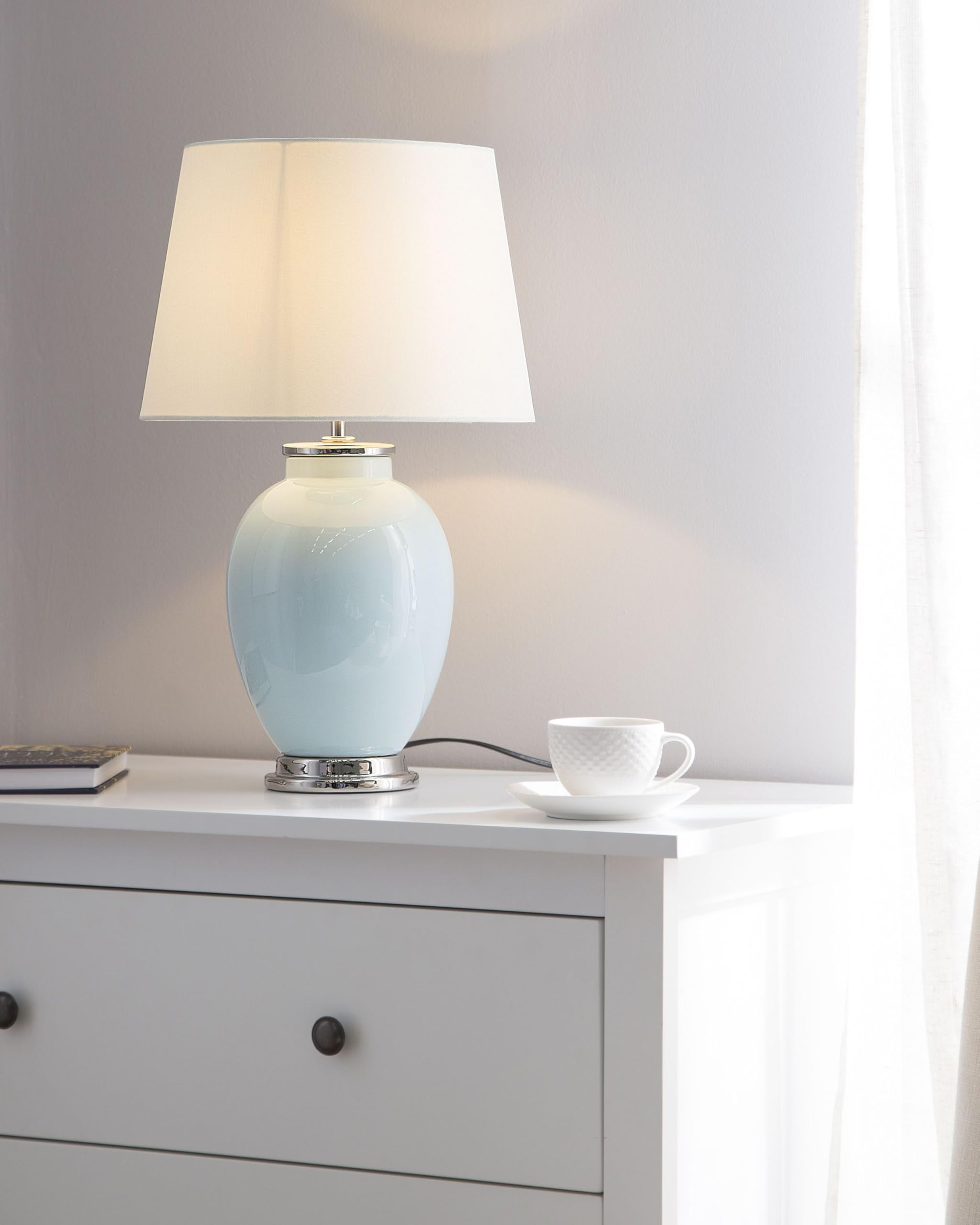 Romantische Tischlampe klassische Form Keramik/Poly-Baumwolle blau Brenta