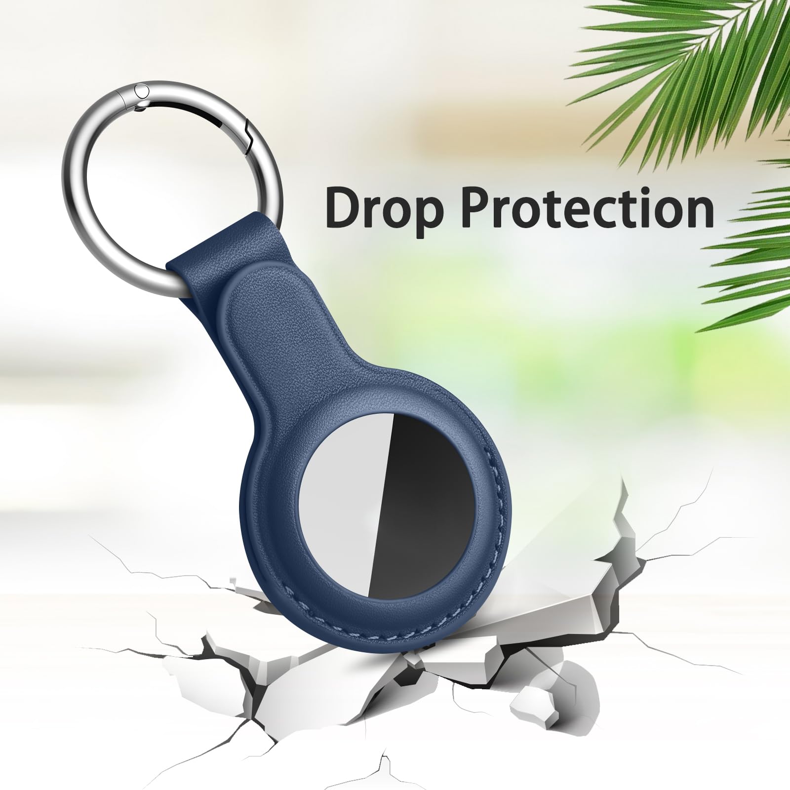 Meliya Funda para AirTag Llavero, Protectora de Cuero Anti-Perdida y Anti-Rasguños (No Incluye AirTags) (Azul) — view 4