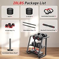 Vista 9 de Adjustable dumbbell set,20/35/45/55/70/90lbs Free Weights set with upgraded nut, 5 in 1 Weight Set Used as Kettlebells, Barbell, Push up Stand