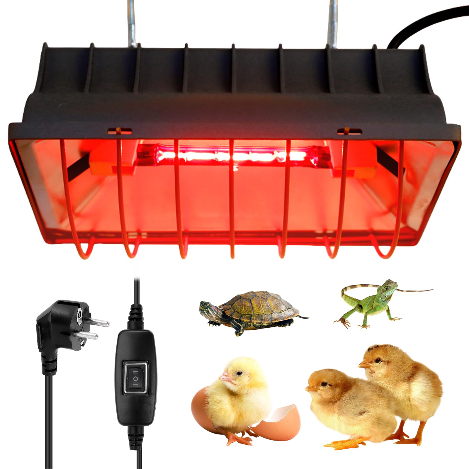 Lámpara de luz roja y lámpara de calor para pollitos, lámpara de calor para pollos, lámpara de luz roja y lámpara de calor para patos, calentador de 175W para gallinero, lámpara de calor para animales