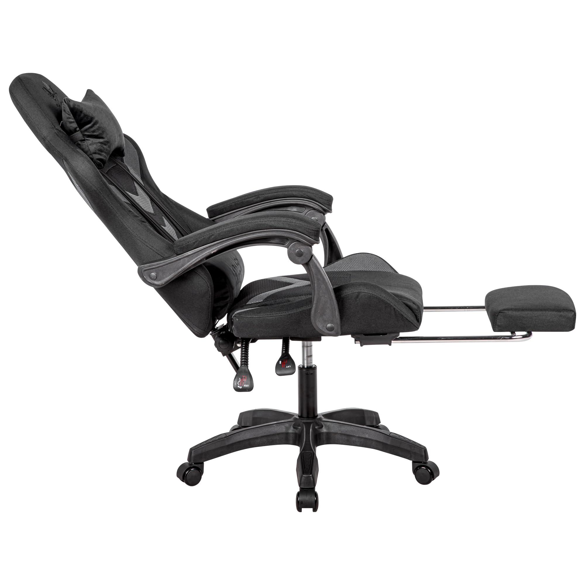 Sedia Gaming Tessuto con Poggiapiedi Ergonomica 130 kg