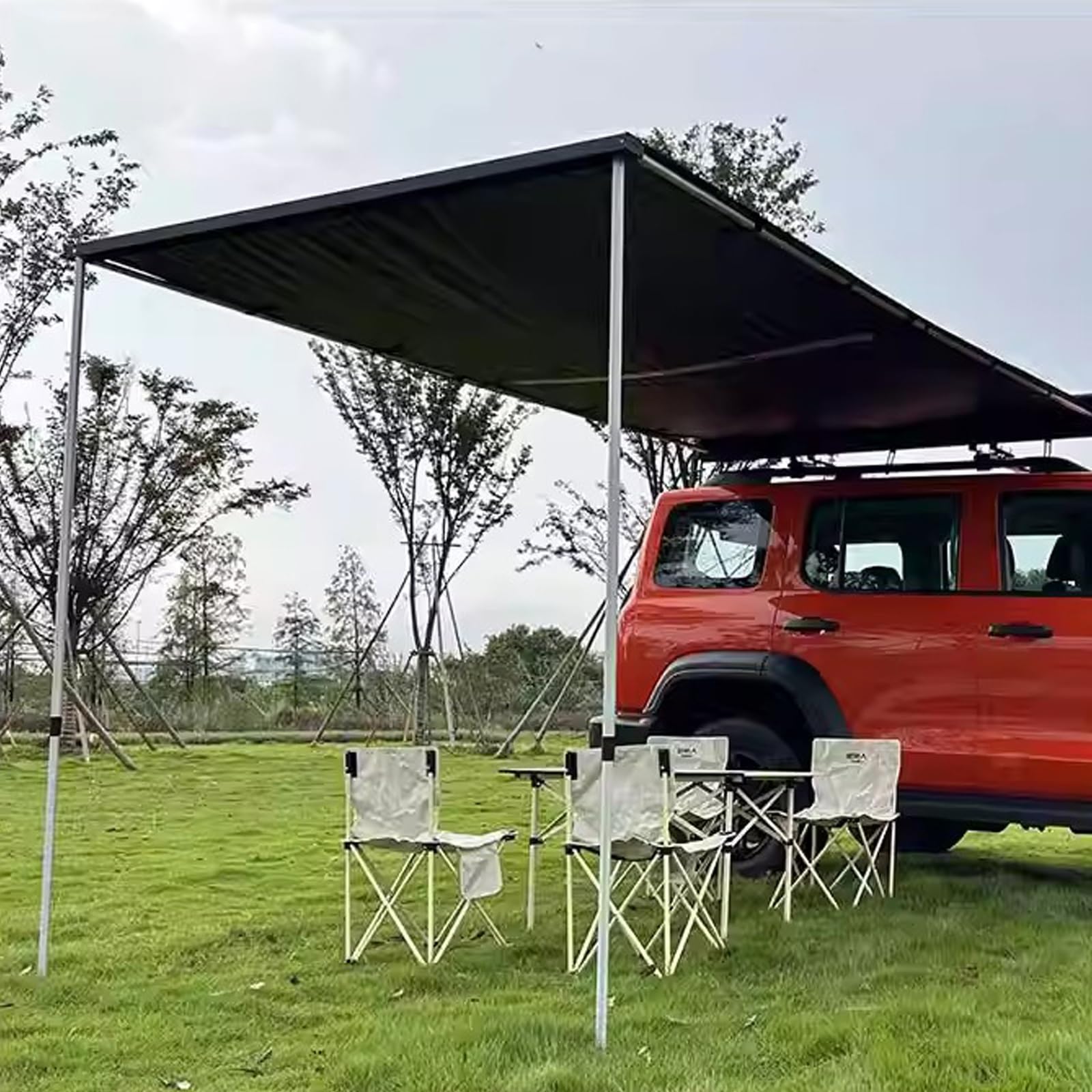 Tendalino Auto con Guscio in Lega di Alluminio, Tendalino Laterale per Auto con Protezione da Sole e Pioggia, per Camper, Tende 4x4 e SUV, UPF≥50+, PU≥4000+(Silver,160x250cm)