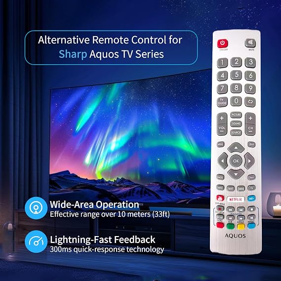 TV Remote Control Replacement for Sharp Aquos 4K HD Smart TV 40BG3K | LC-32HG5341K LC-32HG5141K LC-32HG5341K LC-40UG7252K LC-40UI7352K LC-40UI7352E LC-43CFG6001K LC-49CFG6001E