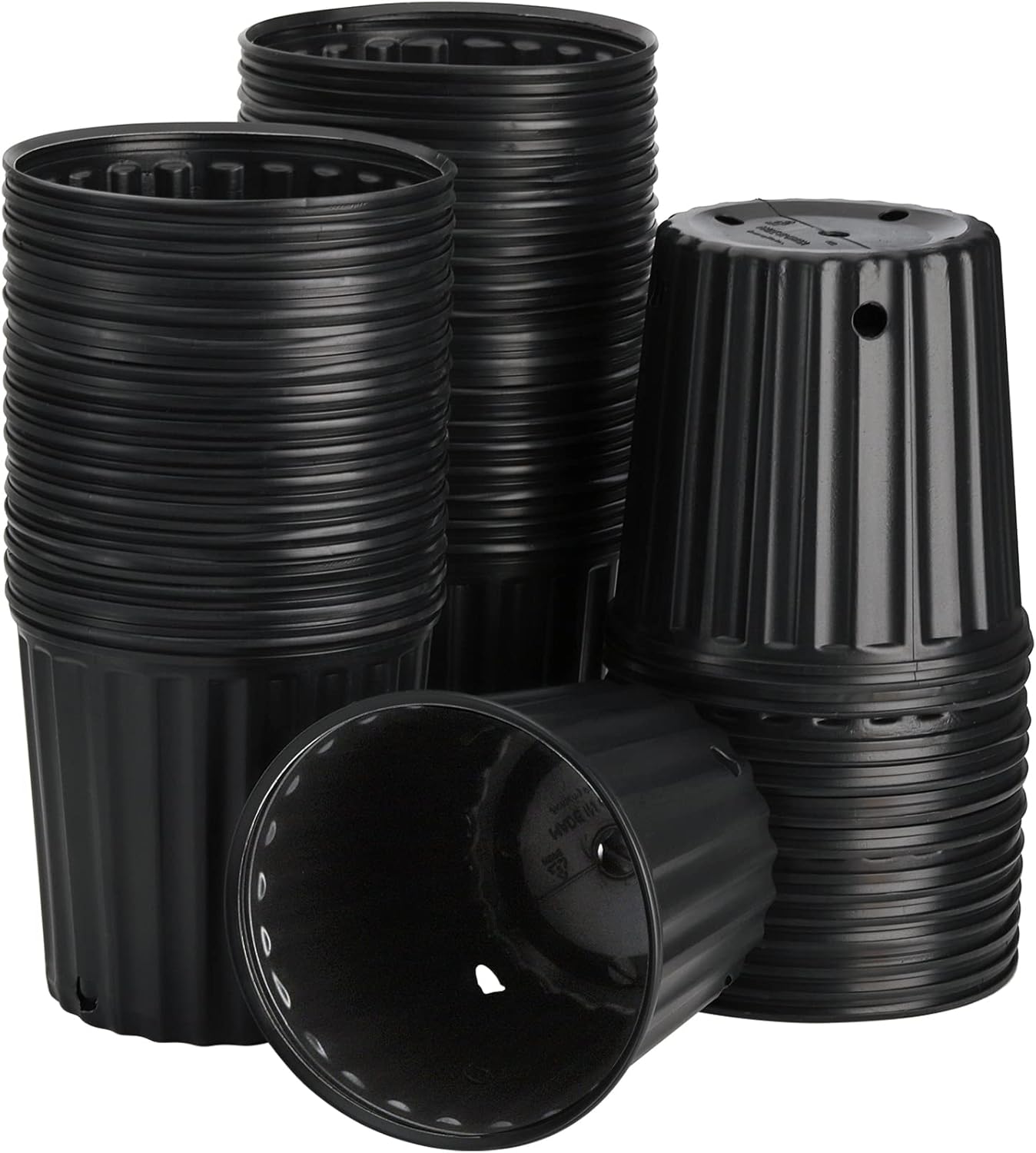 Elsjoy 50 Pack 1 Gallon Nursery Pot, Plastic Trade Pot Seed Starting