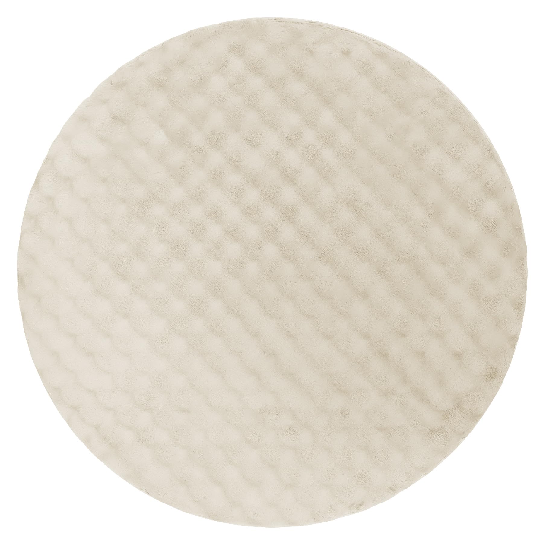 rugsx Tapis Bubble Imitation Fourrure de Lapin 3D, pour Chambre d'enfant, Salon, Chambre à Coucher, très épais, structuré, Ivoire, Cercle 100 cm
