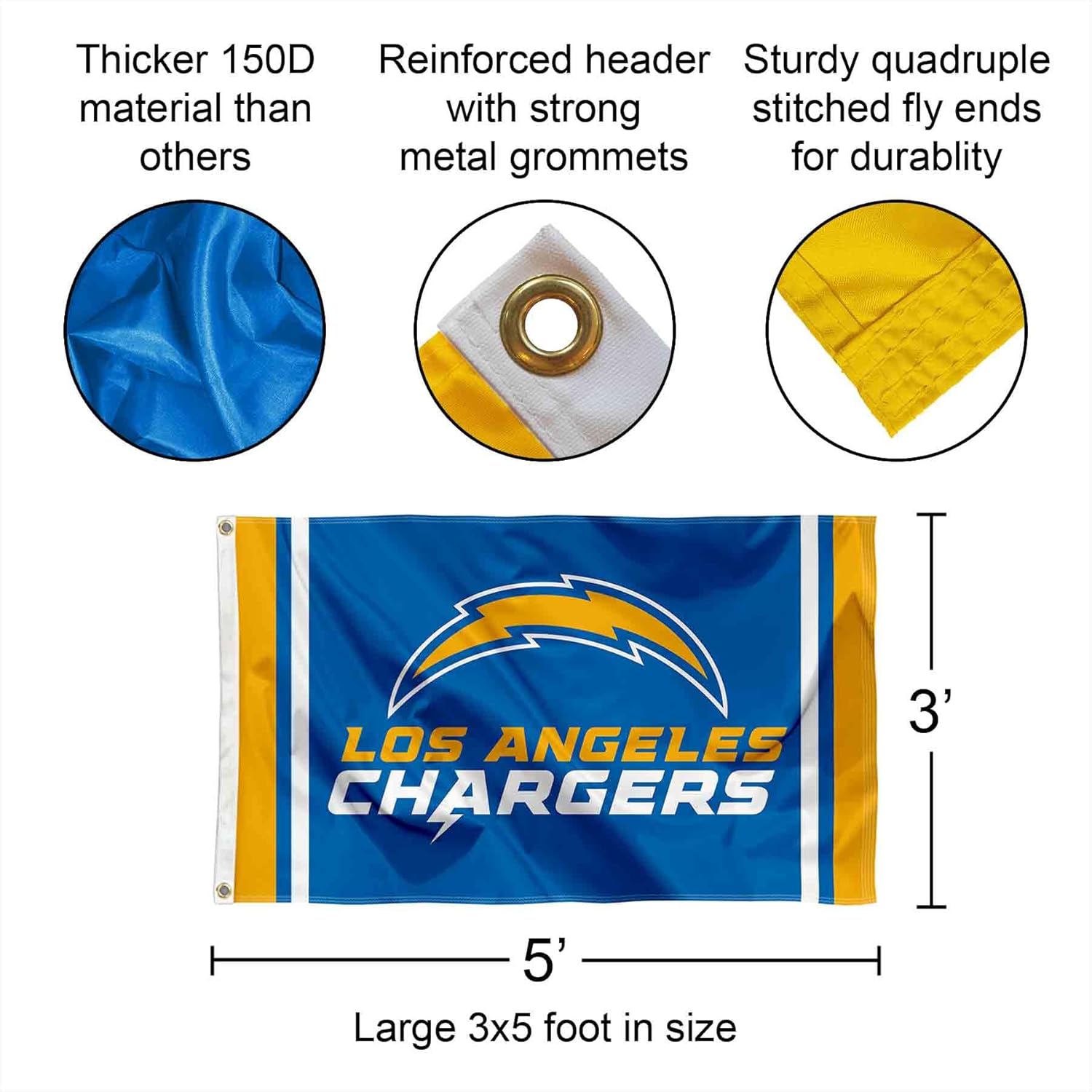 Los Angeles Chargers Flag Pole and Bracket Mount Kit