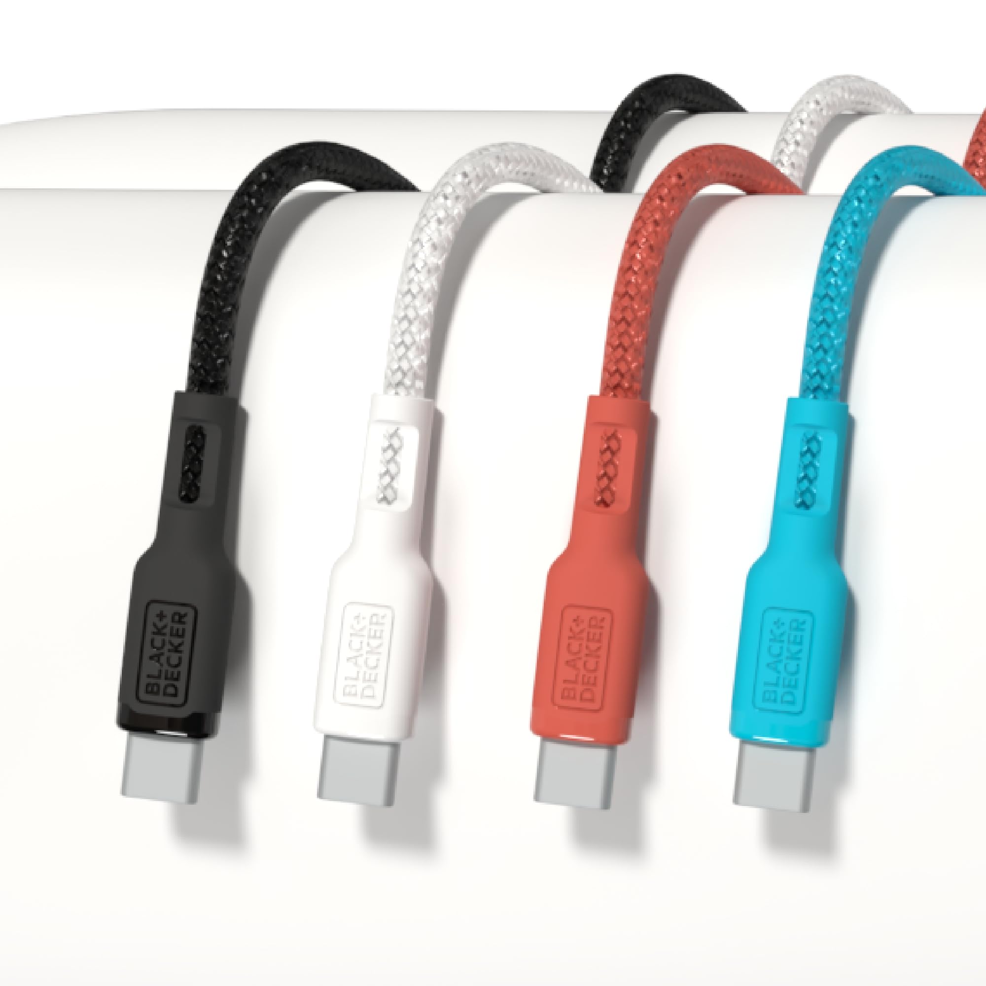BLACK+DECKER Cavo di ricarica multiplo USB C, cavo di ricarica veloce con adattatore, cavo USB multiplo intrecciato 2 in 1, cavo di ricarica universale con adattatore USB tipo C/per iPhone 16 15
