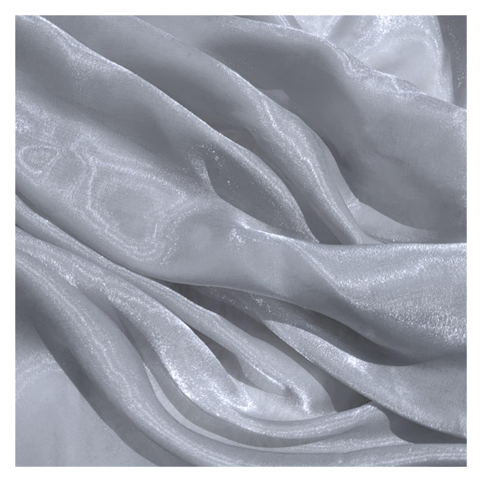 Glitter Metallic Fabric, Polyester Satin Organza Fabric Craft Material Multicolor Multiple Sizes(Gris,150cm x 1m)