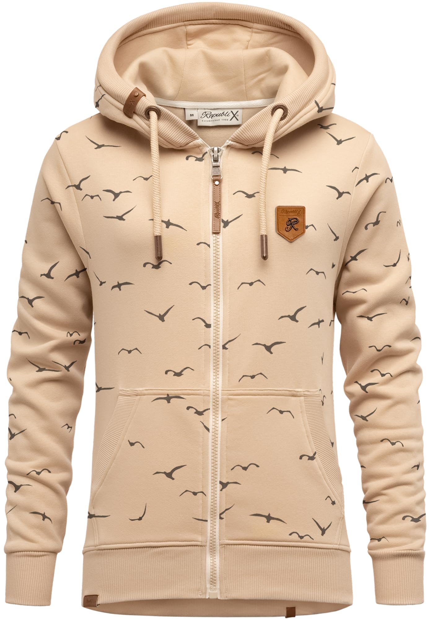 REPUBLIX Damen Sweatjacke Hoodie Sweatshirt Pullover Zipper RD-024 Beige XL