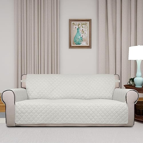 Miniatura 2 de PureFit - Funda de sofá acolchada reversible, resistente al agua, funda lavable con correas antideslizantes y elásticas para niños, perros, mascotas