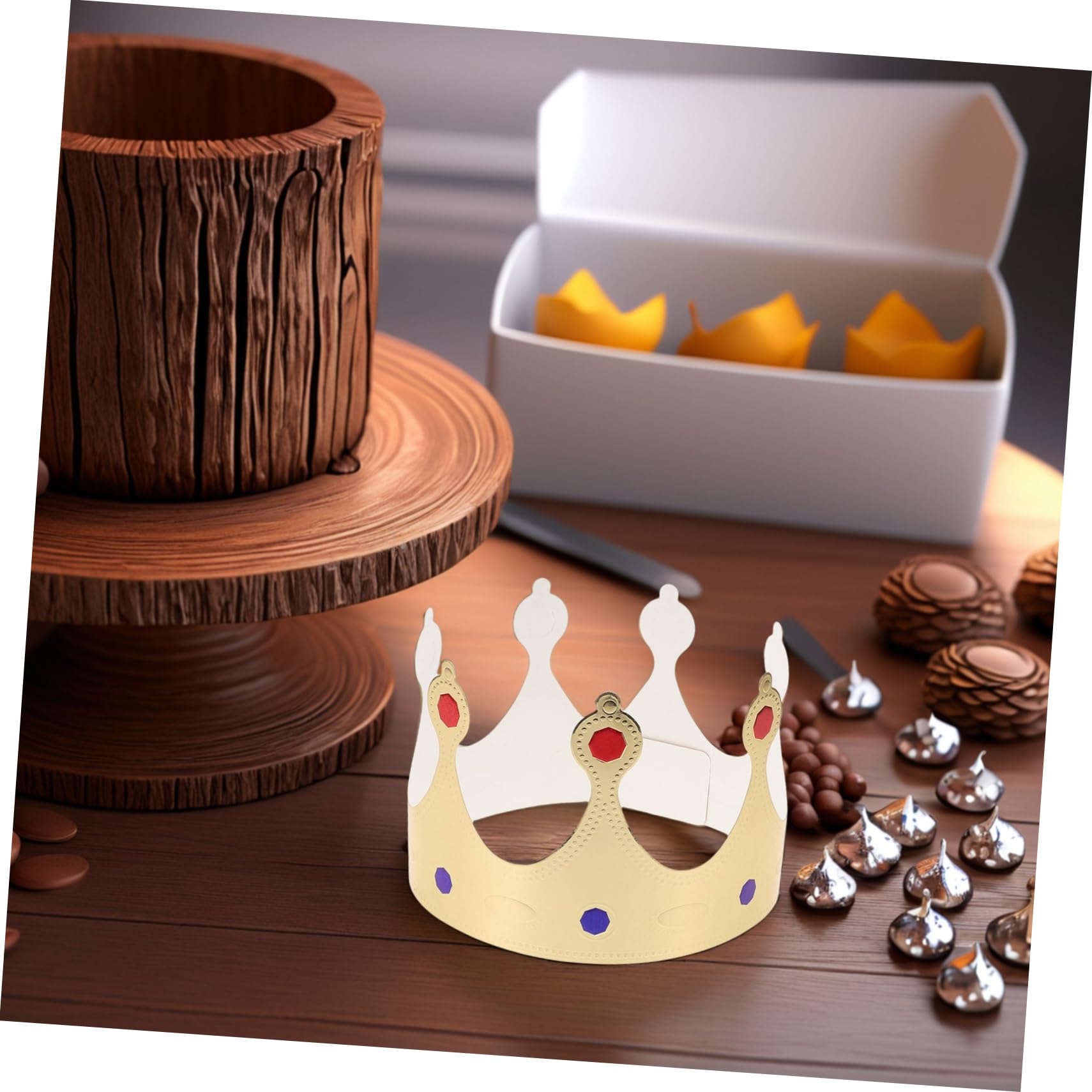 Kisangel 50 Pezzi Cappelli Corona di Carta Oro per Feste di Compleanno Bambini, Design Embossed Spesso e Look Tridimensionale per Decorazioni e Accessori Party
