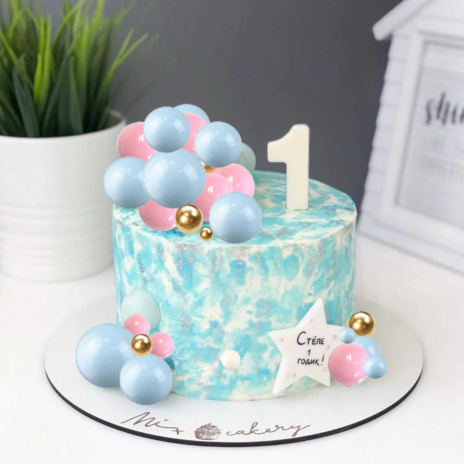 KEWUZY 50 stuks taartdecoratieballen, taartdecoratieballen, goudkleurig en zwart, schuimballen, cupcake-toppers, doe-het-zelf taarttopper voor verjaardag, bruiloft, babyshower