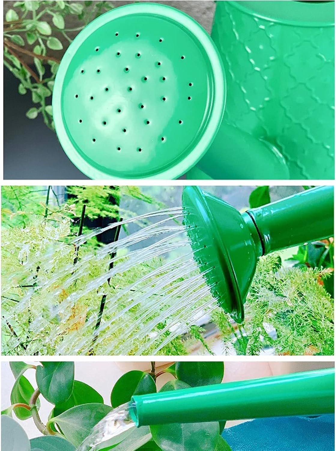 ガーデンじょうろ 金属製じょうろ 1.6L モダンスタイル じょうろ ハンドルとローズヘッド水付き 花のじょうろ 緑 黄色 じょうろ