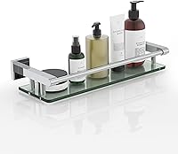 Vista 18 de Estantes de vidrio para baño, estante rectangular de acero inoxidable cromado de 20 pulgadas, estante de vidrio templado para montaje en pared